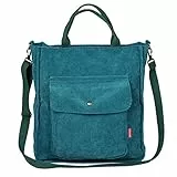 Etercycle Umhängetasche Damen, Groß Cord Tragetasche Lässige Handtasche Einkaufstasche Mode Schultertasche mit Reißverschluss und Crossbody Tasche für Alltag, Büro, Schulausflug und Einkauf