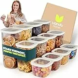 uandu Vorratsdosen mit Deckel luftdicht – 12er Vorratsbehälter Set BPA Frei, Aufbewahrungsdosen Küche für Müsli, Mehl & Zucker, Mit Etiketten