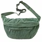 Bauchtasche Damen Herren Cord groß Crossbody Bag Brusttasche Gürteltasche Hüfttasche Umhängetasche für Reisen Schule Arbeit und den täglichen Gebrauch Geschenke (Grün)