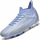 situkeke Fußballschuhe Herren Fussballschuhe Jungen Kinder Kunstrasen High Top Stollen Spikes Turf Trainer Fußball Stiefel Football Schuhe,Purple,EU37