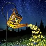 Comius Sharp Gießkannenlicht Lichter mit Schäferhaken, LED Solar Gießkanne Lichterkette Aussen, Solarlampen für Außen Garten Wasserdicht, Vintage Lichterkette für Hofweg Balkon Terrasse Garten Deko