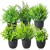 Vaskula 6 Stücke Kunstpflanze mit Topf Kunstpflanzen Klein 20 cm Plastikpflanzen Künstliche Pflanzen für Büro Haus Balkonpflanzen und Bad Dekoration Grünpflanzen