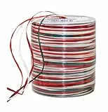 Präsent C.E. Pattberg Raffia-Multicolour Bastband rot-grün-weiß, 50 m Geschenkband zum Einpacken, 5-strängiges Bastelband für Geschenke, Zubehör zum Dekorieren & Basteln