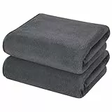 KinHwa Mikrofaser Badetuch 70cmx140cm 2 Pack Badehandtücher Schnelltrocknend & Fusselfrei Badehandtuch Saunatücher Weich und Saugstark Duschtuch grau