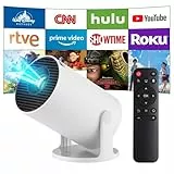 Mini Beamer, Upgrade 4K Smart Heimkino Projektor mit Android 14, 2.4/5G Dual WiFi6, Bluetooth5.4, Auto Trapezkorrektur, 180-Grad-Drehung, 130-Zoll-Display für Phone/PC/Lap (Weiß)