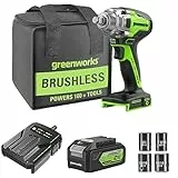 Greenworks 24V Akku-Schlagschrauber mit 4Ah Akku und Ladegerät, 13mm 400 Nm bürstenloser Schlagschrauber-Kit, inkl. 17, 19, 20, 22 mm Schlagnüsse