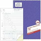 AVERY Zweckform 1769 Rapport/Regiebericht (A4, selbstdurchschreibend, von Rechtsexperten geprüft, für Deutschland und Österreich zur Dokumentation der Arbeitsleistung, 2x40 Blatt) weiß/gelb