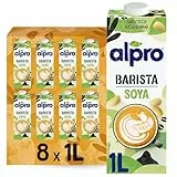 Alpro Barista Sojadrink – Zum Aufschäumen – Vegan und milchfrei – Von Natur aus laktosefrei – Reich an Proteinen – Enthält Calcium und Vitamine – 8 x 1 L – Haltbar