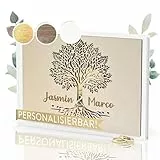 TWIVEE - Gästebuch - für Hochzeit, Geburtstag, Babyparty, Ferienwohnung etc. - 100 blanko Seiten weiß - Hochzeitsalbum - Hochzeitsbuch - Hochzeitsgästebuch - personalisiert - Lebensbaum