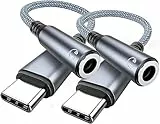 Highwings Adapter USB C auf Klinke USB Typ C auf 3,5 mm Kopfhörer Adapter 2 Pack Audio Aux USB C Adapter für iPhone 17/16/15 Pro Max, Galaxy S25/S24/S23/S22, Hua-wei P40/P30/P20 Pro
