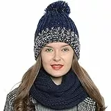 DonDon Loop Schal Damen Winter Schlauchschal Winterschal Wollschal warm und weich dunkelblau