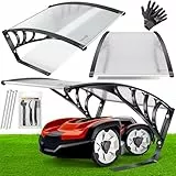 KESSER® Mähroboter Garage Dach Carport Überdachung für Rasenmäher Rasenroboter Automower Garten Witterungsbeständig Mährobotergarage inkl. Handschuhe & Brushset, Maße 82x103x47cm, Transparent