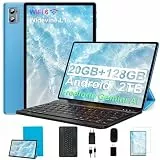 2026 Tablet 10 Zoll Android Octa Core mit 20 GB RAM + 128 GB ROM (2 TB TF) | 5G + 2,4 G WiFi | FHD | GMS | Bluetooth 5.0 | 8 MP + 5 MP | Typ C, Tablet mit Touch, Gehäuse, Tastatur und Maus - Blau
