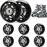 TOBWOLF 8er-Pack 70 mm 82A Inline-Skate-Räder mit ABEC-7-Lagern, Rollschuh-Ersatzräder für Mädchen und Jungen – Schwarz