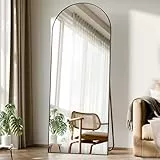 BEAUTYPEAK Bogen Ganzkörperspiegel 142x52 cm, Gewölbter Standspiegel hängend oder lehnend an die Wand, Bodenspiegel mit Ständer für Schlafzimmer, Wohnzimmer oder Ankleidezimmer, Schwarz