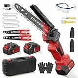 Akku Kettensäge 1300W Bürstenloser Motor, 6 Zoll & 8 Zoll Mini Kettensäge Elektro mit 8000mAh, Handkettensäge mit Auto-Öler, Kompatibel mit Makita Akku, Für Garten Baumschnitt Schere und Schneiden