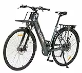 Nilox C1, Ebike Cargo Light, Elektrofahrrad, bis zu 15 kg Last Vorne und 50 kg Hinten, Reichweite bis zu 55 km, Bafang-Motor 250 W, Drehmomentsensor, 10 Ah 360 Wh Akku, SHIMANO 6-Gang-Schaltung