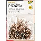 folia 12560 - Bastelset für 5 Perlensterne Copper, bronze / weiß / grau, 340 teilig - ideal als selbstgemachte Dekoration für Weihnachten