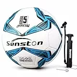 Senston Fussball mit Pumpe, Soft-Touch Fußball Größe 4 für Rasen und Kunstrasen, Training Soccer für Anfänger, Familien und Freizeitspieler