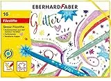 Eberhard Faber 551016 - Glitzer Filzstifte Set, 16 Malstifte mit Basic und Pastell Farben