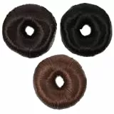 Minkissy 3 StüCk Haar Donuts Schwarzer Braun Haardonuts FüR Frauen Haarknotenmacher Kinder Haarschmuck HaarbröTchenseile Donuts Haarteile FüR VoluminöSen NatüRlichen Look Und Schnelles Styling