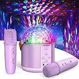 Dislocati Karaoke Anlage mit 2 Bluetooth Mikrofonen, Musik Weihnachts Geschenke Spielzeug Mädchen 3-15 Jahre, Karaoke Microphone Set mit Disco Licht und 5 Toneffekten, Ideal für Familienfeiern