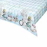 Talking Tables Alice im Wunderland Papiertischdecke | Einweg Tischdecke, Papier Recyclingfähig | Zubehör für Hutmacher-Teeparty, Geburtstag, Muttertag, Babyparty, BLAU, 180 x 120 cm