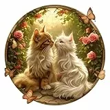 SECOGM Holzpuzzle Erwachsene, 100 Teile Paar Katze Holz Puzzle Erwachsene, 21.5x21.5cm Wooden Puzzle, Unregelmäßige Form, Premium-Holzpuzzle Geschenkbox