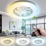 Aigostar Deckenventilator mit Beleuchtung mit Fernbedienung Leiser, Φ49*14cm, DC-Motor, 40W, Helligk. & Farbtemp. regelbar, Timer, Geeignet für Küche, Schlafzimmer und Wohnzimmer