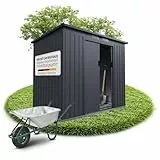 Juskys Metall Geräteschuppen M – Dunkelgrau, wetterfest mit Fundamentrahmen, Schiebetür & abschließbar - für Garten & Aufbewahrung