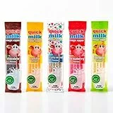 QUICK MILK Magic Sipper Set – 25 Zauberstrohhalme (5 Sorten: Schoko, Erdbeere, Banane, Vanille, Fruity Cereal), Natürliche Aromen, Glutenfrei, Spaß für Kinder, 5er Pack (5x5 Stück) - DEKOND