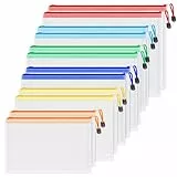 Koogel 12 Stück Dokumententaschen mit Reißverschluss, 6 Größen & 6 Farben, Wasserdichte Mesh Dokumentenmappe für Rechnung, Datei, Kosmetik, Bürobedarf, Hausaufgaben, Schule & Reise