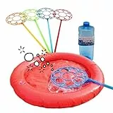 alldoro 60646 Riesen-Seifenblasen-Set mit 4 Blasringen für Kinder, inkl. 1 L Seifenblasenflüssigkeit und aufblasbarem Becken