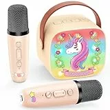 Dislocati Karaoke Anlage Set mit 2 Bluetooth Mikrofonen, Weihnachten Geschenk Spielzeug für Mädchen 3-12 Jahre Karaoke Maschine und 2 Mikrofon Kinder Ideal für Familienfeiern