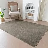 Evitany Kurzflor Teppich,Weich Teppich Wohnzimmer,Groß Innen Bettvorleger Schlafzimmer rutschfest,Tepich Kurzflor Waschbar für Kinderzimmer,Küche,Balkon(Taupe,140 x 200 cm)