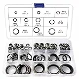 YIXISI 85 Stücke 10 Größen M6 / M8 / M10 / M12 / M14 / M16 / M18 / M20 / M22 / M24 Bonded Seal Dichtring Kit, Metallgummidichtungs-Ölring, für Zentral-Hydraulik, Servolenkung