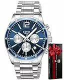 CIVO Leicht Lesbar Chronograph Armbanduhr: Einfach Analog Blau Herrenuhr mit Leuchtend Datum - Herren Uhr Edelstahl Business Geschenk für Männer Senioren mit Sehschwäche