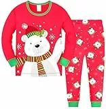 TCWWBB Weihnachten Schlafanzug Langarm Zweiteilig Pyjama Set Weihnachtsmann Elch Bär BaumwolleZweiteilig Schlafanzüge Set
