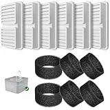 PawPoll Filter für Katzenbrunnen, 6 Stück Filter + 6 Stück Schaumstofffilter für Trinkbrunnen für Katze