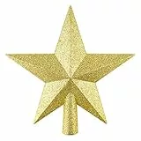 FEPITO Mini-Weihnachtsbaumspitze mit Glitzerstern, bruchsicher, kleiner Weihnachtsbaumschmuck, Baumspitze für Feiertagsdekoration oder Heimdekoration, 15,2 cm