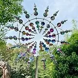 Magische Windmühle Aus Metall, HOVCEH Upgraded Rostschutz Windspiele für Draußen Stehend, 3D 360° Dual Rotors Kinetische Windspiel Metall für Draußen, Hof, Patio Rasen und Garten