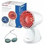 Beurer IL 11 Infrarotlampe mit Schutzgitter, Medizinprodukt mit wohltuender Wärme zur Anwendung bei Erkältung und Muskelverspannung, 5 Neigungsstufen, inklusive Schutzbrille, Weiß