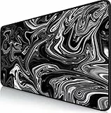 Gaming Mauspad XXL - 900 x 400 mm - Flüssigmetall - Großes Mousepad mit vernähten Kanten - Wasserdicht und rutschfest - Verbessert Präzision und Geschwindigkeit - Für PC, MacBook, Laptop.