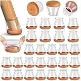 32 Stück Stuhlbeinkappen, Stuhlbeinschoner Rund, Schutzkappen für Stuhlbeine mit Umwickelte Filz, Filzgleiter für Stühle (Fit:19.1-30mm)