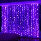 HXWEIYE 300LED Lila Lichtervorhang, 3mx3m Lichterkettenvorhang USB 8 Modi LED Lichterkette mit 12 Haken Fernbedienung Timer verstellbare Helligkeit für Weihnachten Party Innen und außen Deko