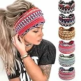 6Pcs Bandana Haarbänder Boho Haarschmuck Erwachsene Frauen Vintage breite Stirnbänder für Frauen Twist elastische Turban Anti-Rutsch-Haar-Schal