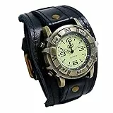 Avaner Armbanduhr Herren Uhren Schwarz Punk-Stil Steampunk Armband aus Leder Halloween Cosplay Lederuhr für Männer