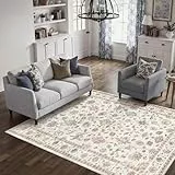 PureCozy Vintage Waschbarer Teppich Wohnzimmer 140x200cm Blumenmuster kurzflor rutschfest Weich Bumen Boho Teppiche für Schlafzimmer Esszimmer Küchen Bedroom Living Room, Multicolore