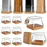 28 Stück Eckig Stuhlbeinkappen, Silikon Stuhlkappen,(Fit 25.1-36mm) Transparent Schutzkappen für Stuhlbeine, Stuhlbeinschoner für Hartholzböden