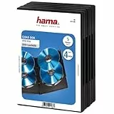 Hama DVD-Hülle für 4 DVDs (auch passend für CDs und Blu-Rays, mit Folie zum Einstecken des Covers) 5er-Pack, schwarz, 00051186, 5 Pack